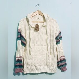 NWT__Striped Loose Knit Hoodie__NWT